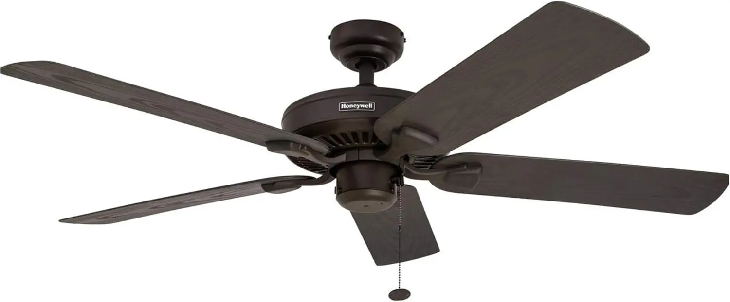 

Belmar 52 Inch Ceiling Fan Without Light, Outdoor Ceiling Fan with Pull Chain, Tri-Mount Traditional 5 Blade Design, ETL Wet Rat
