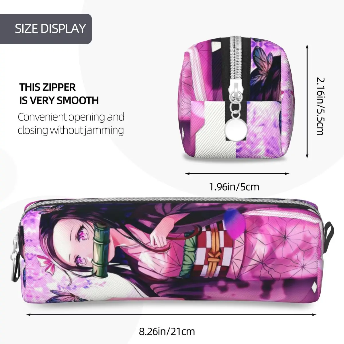 Nezuko Anime Demônio Slayer Lápis Casos, Big Capacidade Pen Bag, Material Escolar, Zipper Papelaria, Novo