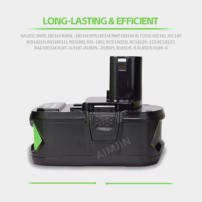 

For RYOBI P108 18V Power Tools P104 P107 RB18L50 RB18L20 For RYOBI 18V 6.0Ah 18650 Power Tools Lithium-Ion Battery