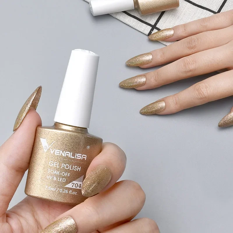 Venalisa-esmalte de uñas en Gel, 7,5 ml, tapa blanca, esmalte de uñas en Gel de vidrio, NoWipe Top Soak Off UV LED, laca de uñas, Gel de Color brillante