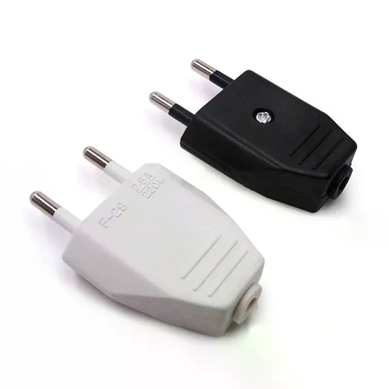 Extension Cord Connector 2 Pin EU European US Male Plug AC Electrical Socket Adapter 250V Replacement Rewireable