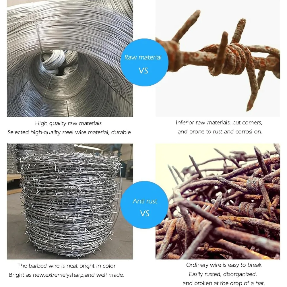 سلك شائك متين لسياج الماشية، أمان للحديقة عالي القوة، مناسب لحاويات الحيوانات، وحماية الفناء، والزواج #3