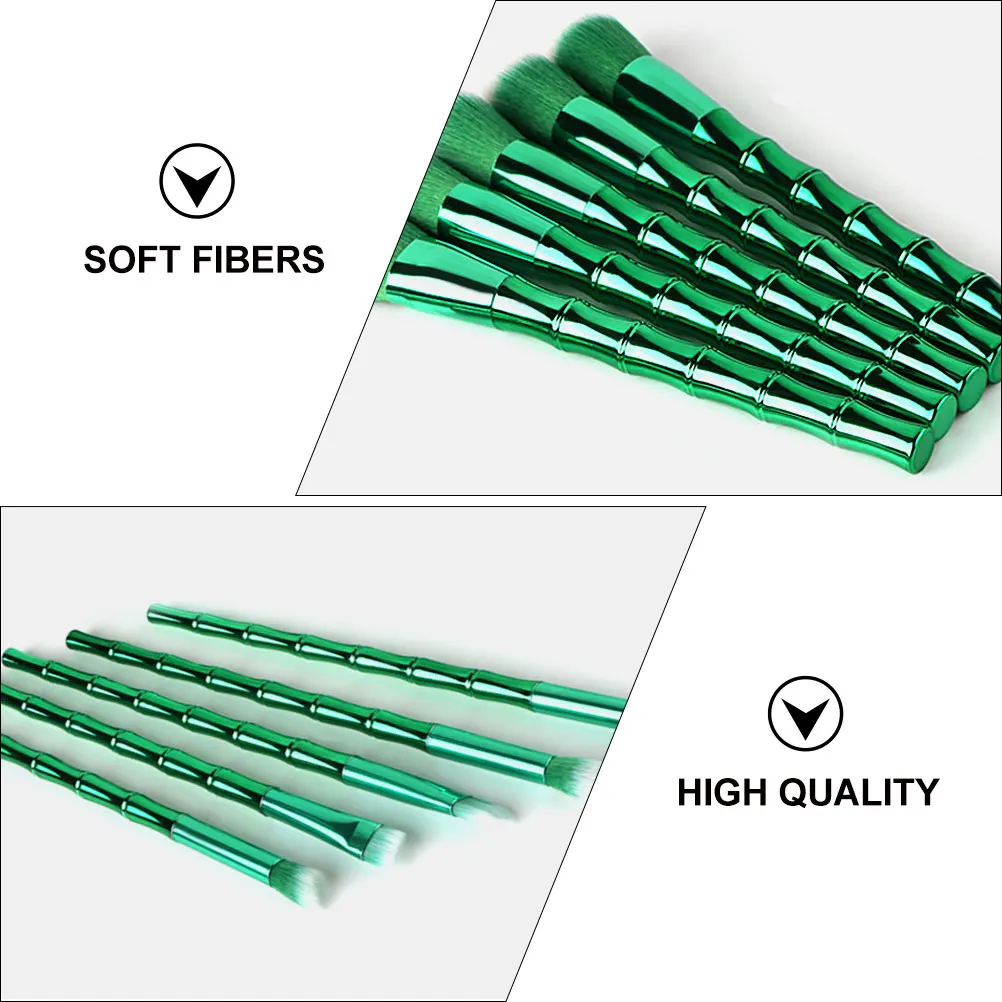 مجموعة فرش مكياج من الخيزران مكونة من 10 قطع، فرش كثيفة ناعمة، مجموعة أدوات تسليط الضوء على ظلال العيون وأحمر الخدود