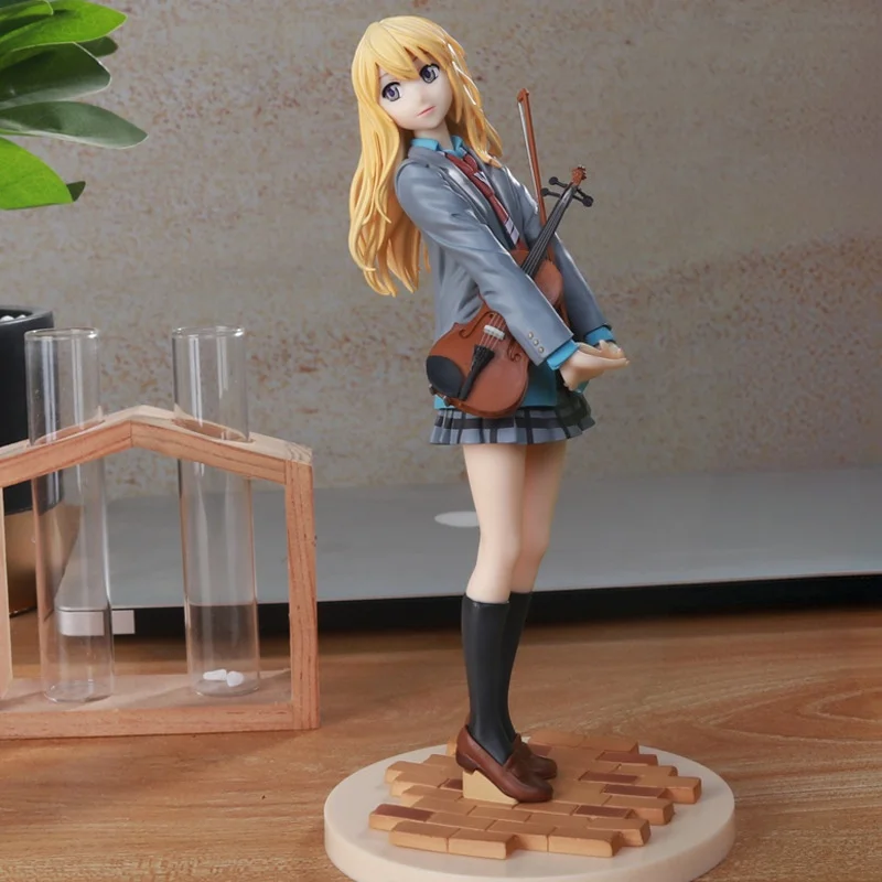Figura de acción de PVC de 20 cm de la chica violinista Kaori Miyazono de la serie de anime "Your Lie in April", linda figura de dibujos animados.
