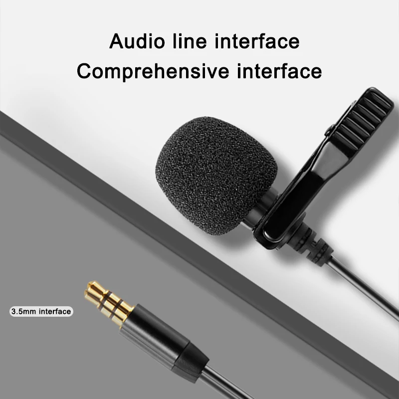 1.5m Lapel Microphones 3.5 mm Microphone Clip Portable Microphone Condenser Clip-on Lapel Mic Wired Mini Audio Mic Only for PC