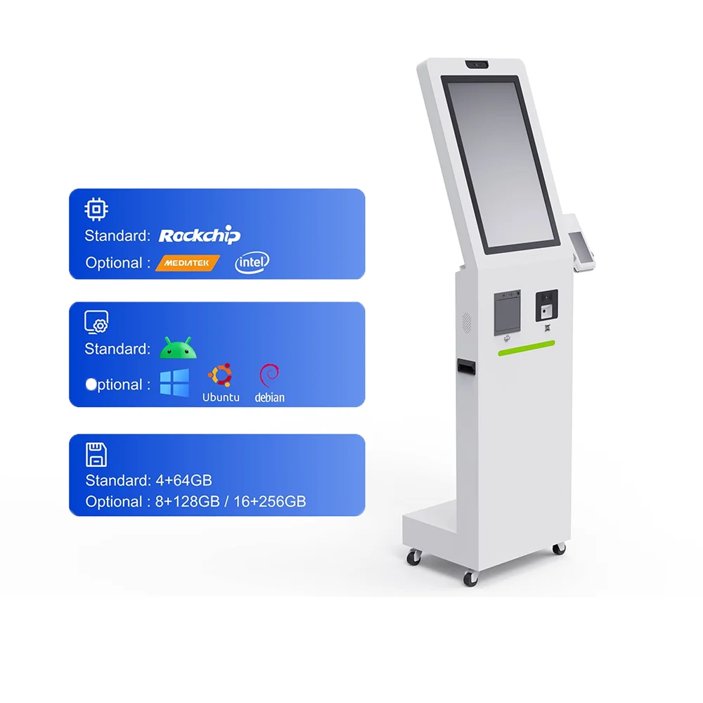 15.6 Inch Self Service Ordering Kiosk Restaurant Payment Machine Printing Checkout Touch Screen Terminal