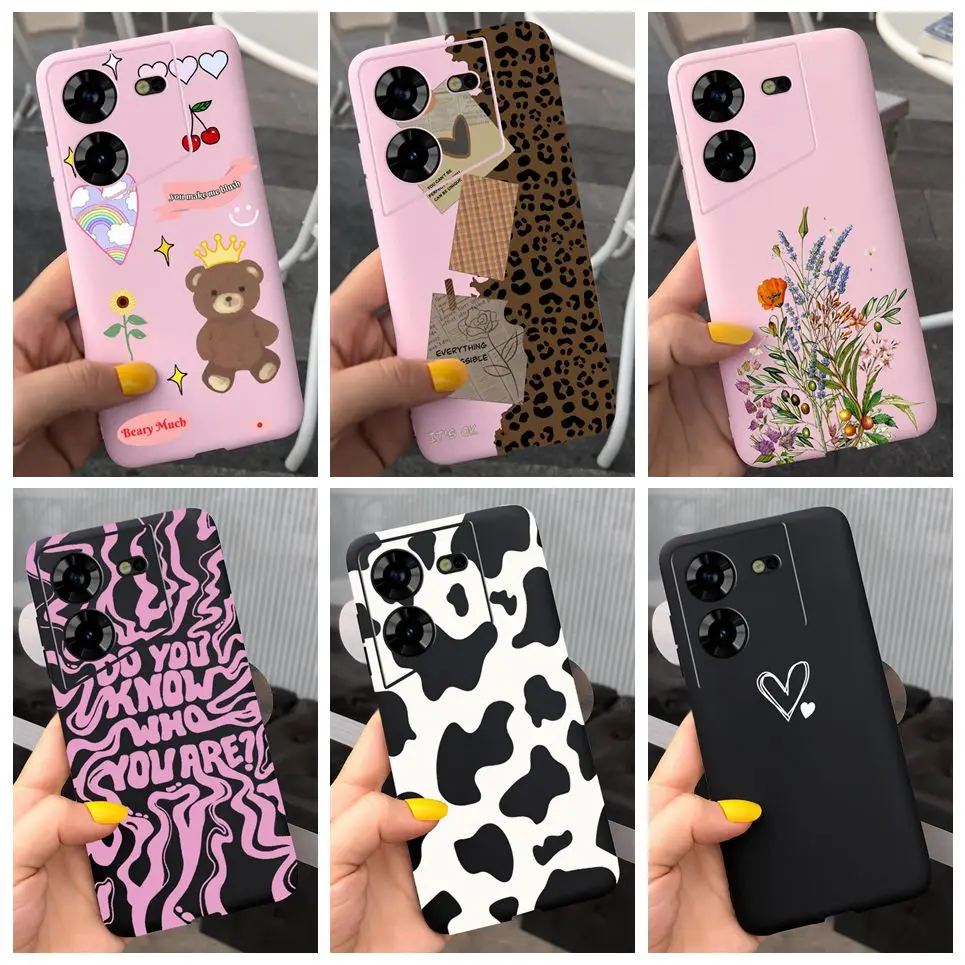 Case For Tecno Pova 5 Cover Milk Cow Pattern Soft Silicone Anti Drop Protective Phone Coque For Tecno Pova5 4G Funda Bumper Etui