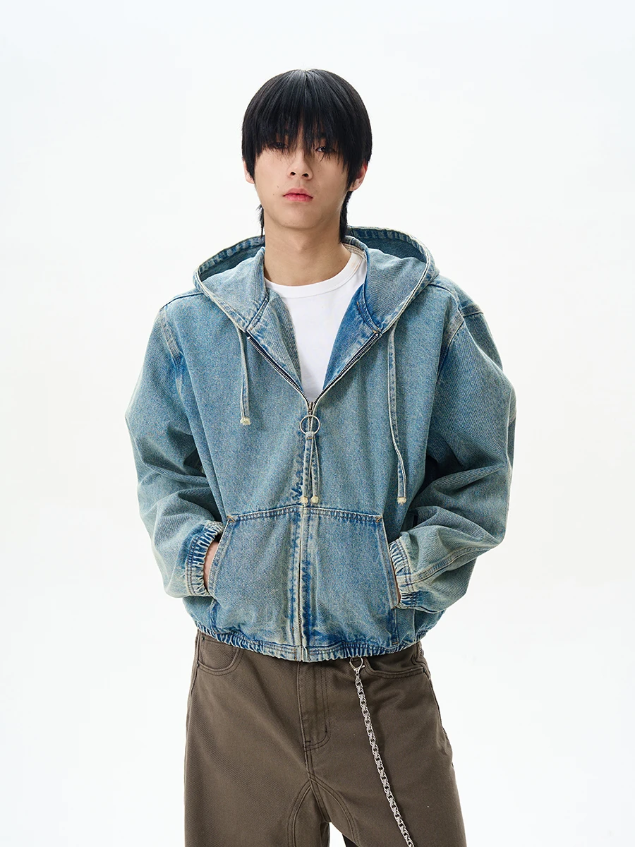 

WLNEXT Spring Autumn American High Street Hooded Denim Jaet for Men Trendy Brand High End Feeling Haome Small Ja...