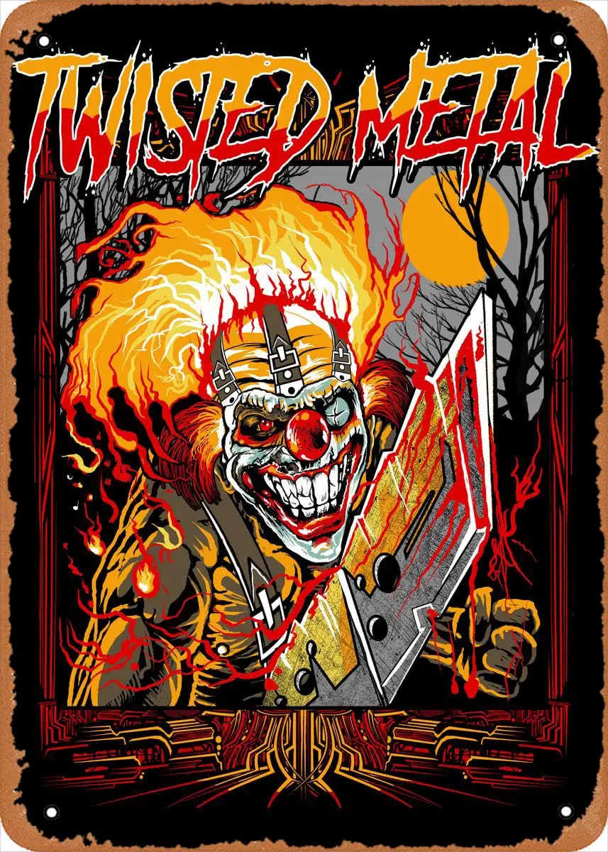 Music Twisted Metal Metal Tin Sign Poster Vintage Art Wall Decor 12 X 8 Inch