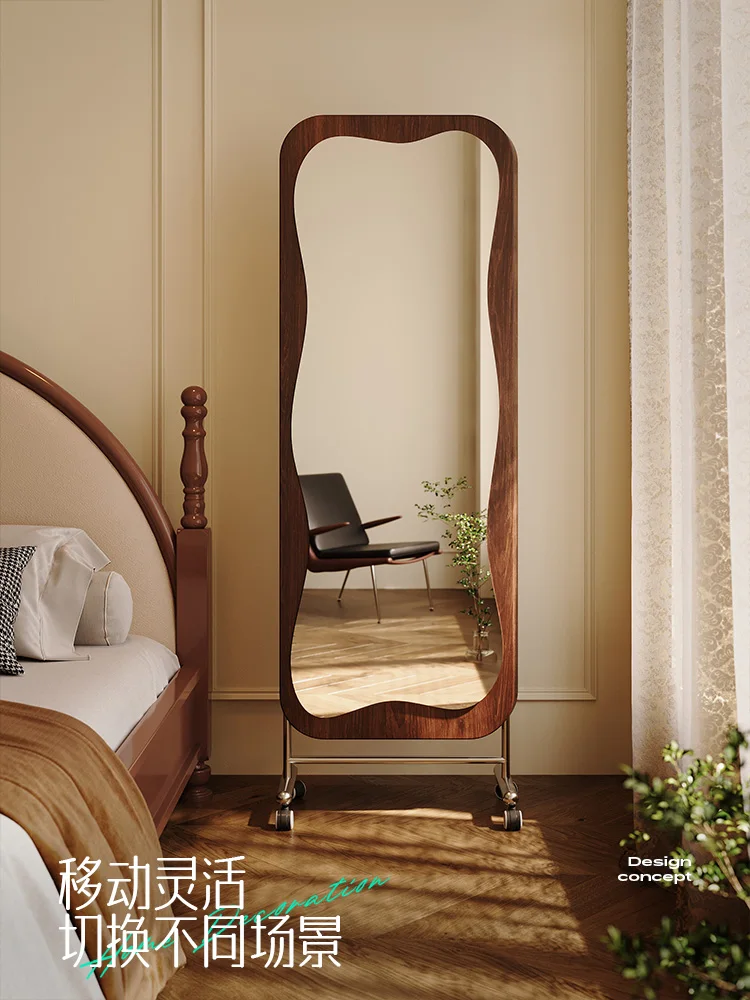 Movable full-body mirror household girls bedroom large mirror rotating full-length mirror