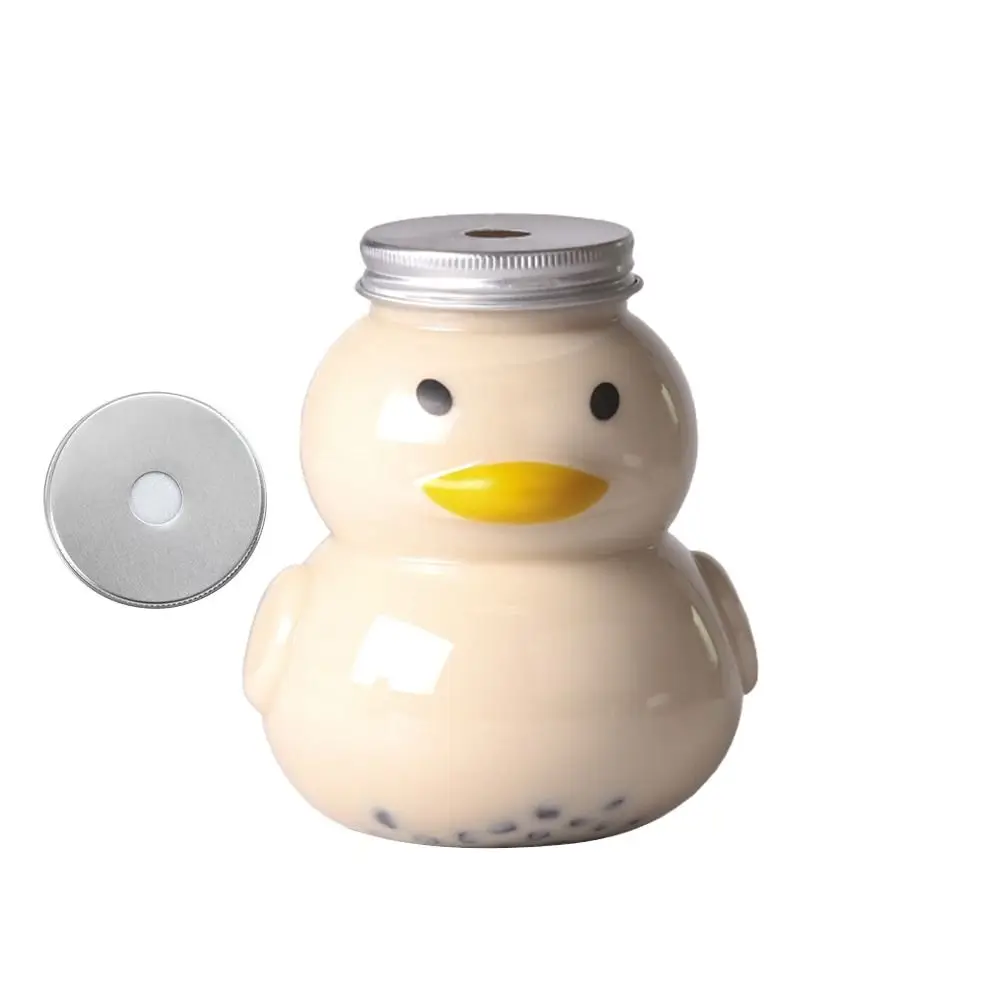 PET Plastic Cartoon Milk Tea Bottle Transparent Empty Duck Water Bottle 500ml Thickened Empty Duck Water Bottle