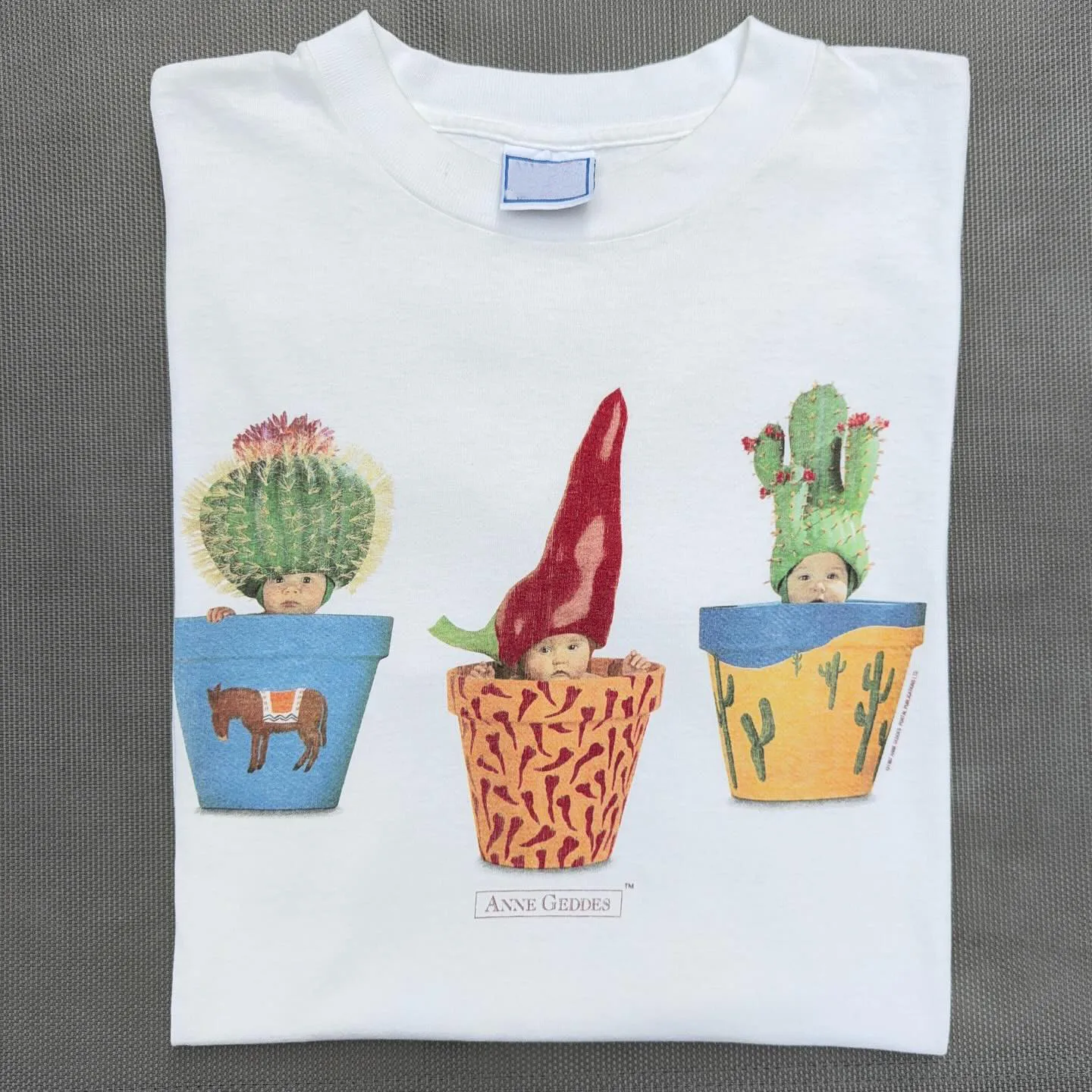 Fun Baby Pot Cactus And Pepper T-shirt Unisex Short Sleeve round Neck Cotton Breathable Skin-friendly Summer Art Style T-shirt