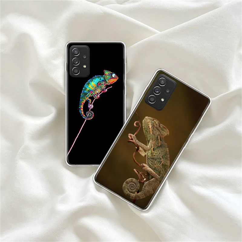 Chameleon funny wildlife Phone Case For Galaxy Note 20 Ultra 10 Lite 9 8 A05S A15 A25 A35 A55 M11 M12 M21 M30S M31 M32 M51 M5