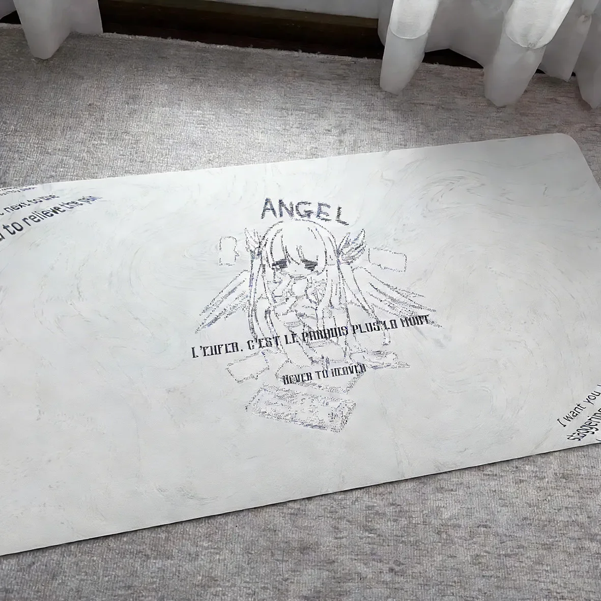 

Милый коврик для мыши из искусственной кожи с изображением ангелочка в стиле каваи, большой, для компьютера, скоростной, для игр, для ноутбука, для клавиатуры, настольный коврик с мультяшным рисунком