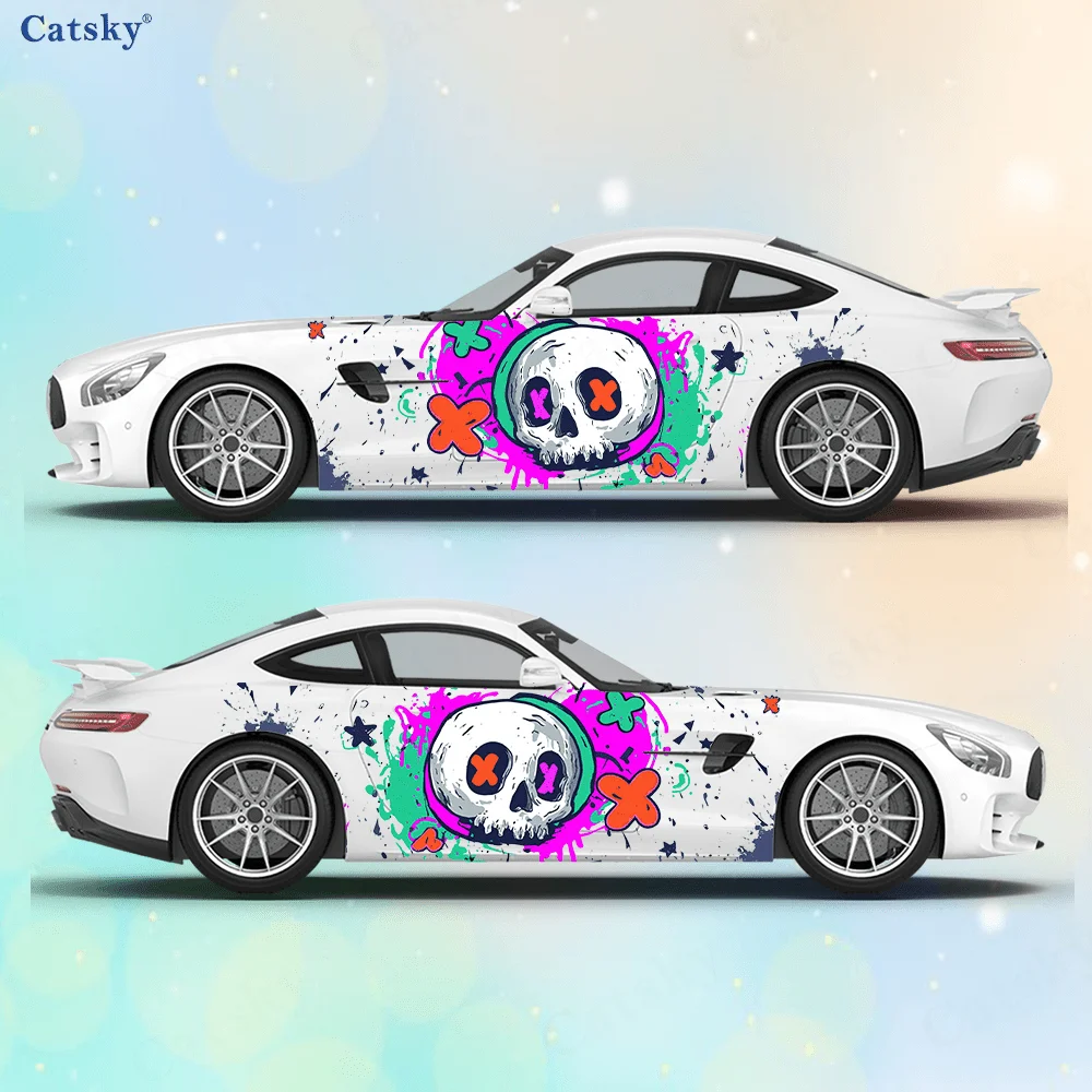 

Cartoon X letter splash skull head sticker, durable, fade-proof, easy to install and remove - enhance the beauty of your vehicle
