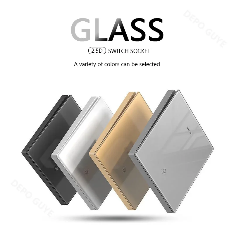 Deluxe Gold Tempered Glass Universal Dual power outlet,UK 13A Wall plug socket with 20W Fast charge,Home Electrical Light Switch image 2