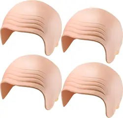 4 Pieces Latex Bald Caps Head Halloween Skull Wig Cap Thick Bald Cosplay Hat Fancy Dress Costume for Kids Adults