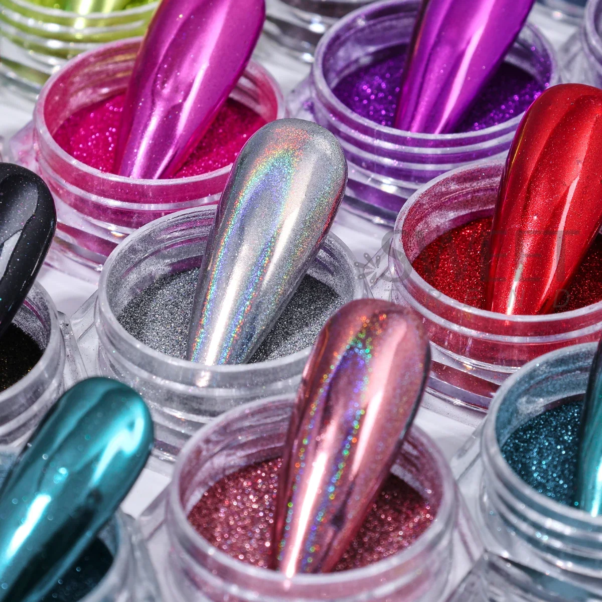 24 cores y2k cromo prego espelho mágico em pó conjunto pigmento metálico gradiente brilhante brilho esfregando poeira diy charme manicure decoração