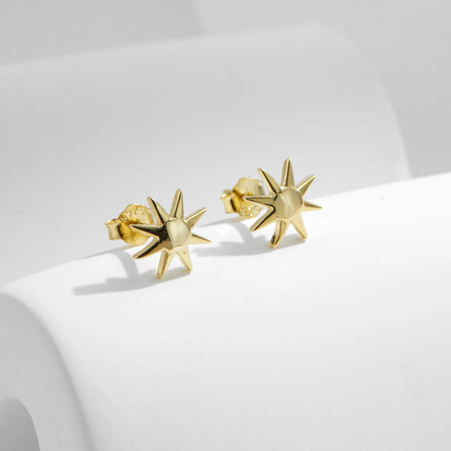 MODIAN 925 Sterling Silver Trendy Delicate Golden Color Sun Unisex Stud Earrings For Men Women Fine Jewelry