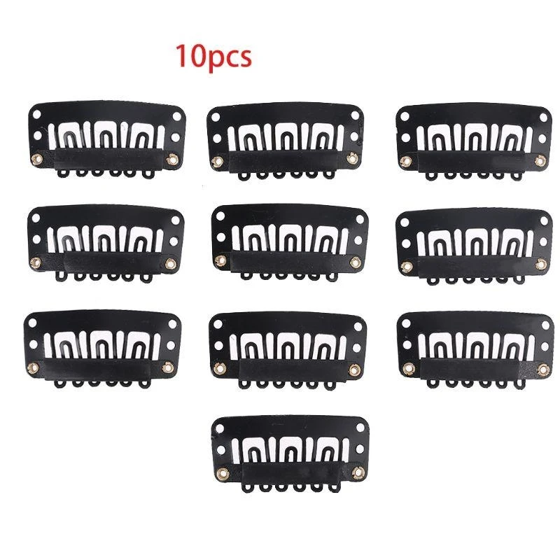Q5WE 10 PCS 32mm U Metal Hair Clips For Hair Extensions Weft Clip-on