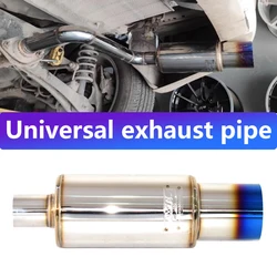 Car Exhaust Pipe Universal Model HKS Muffler Straight Exhaust Outlet 89MM Silver Blue Stainless Steel 2 Inch 2.5 Inch
