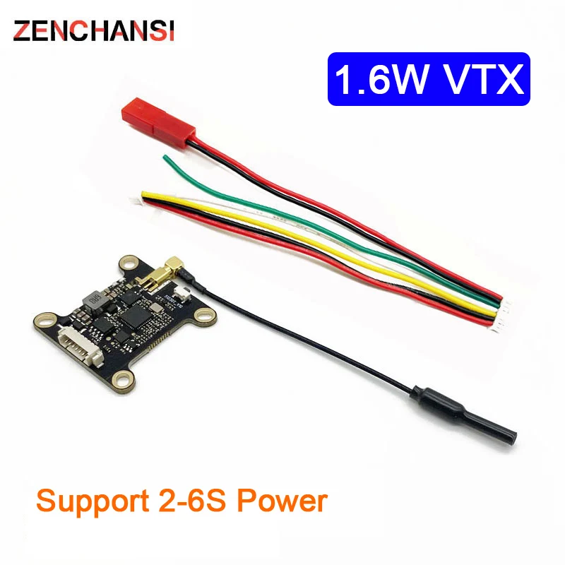 5.8G 48CH Lancher Smart Audio 200mW/500mW/800mW/1600mW Power Switchable FPV Transmitter w/ SMA Adapter for RC Drone Airplane