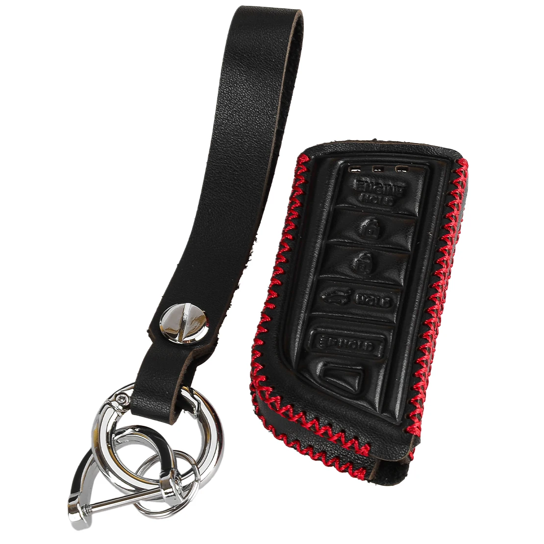 5 Buttons Car Remote Key Fob Cover Protector Case with Chain PU Leather Fit for Acura MDX RDX 2022 2023