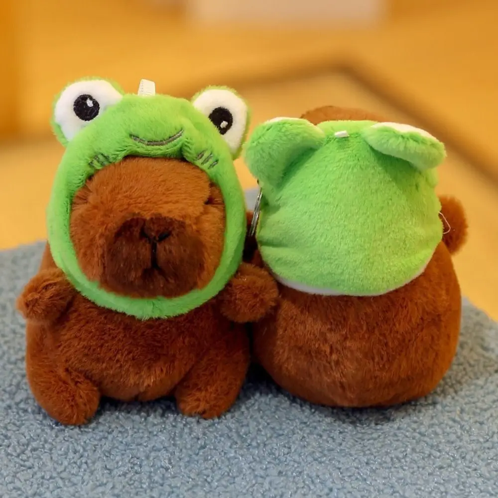 Rabbit Hat Capybara Plush Pendant Cherry Hairpin Bear Capybara Plushie Doll Cartoon Frog Hairpin Capybara Plush Keyring