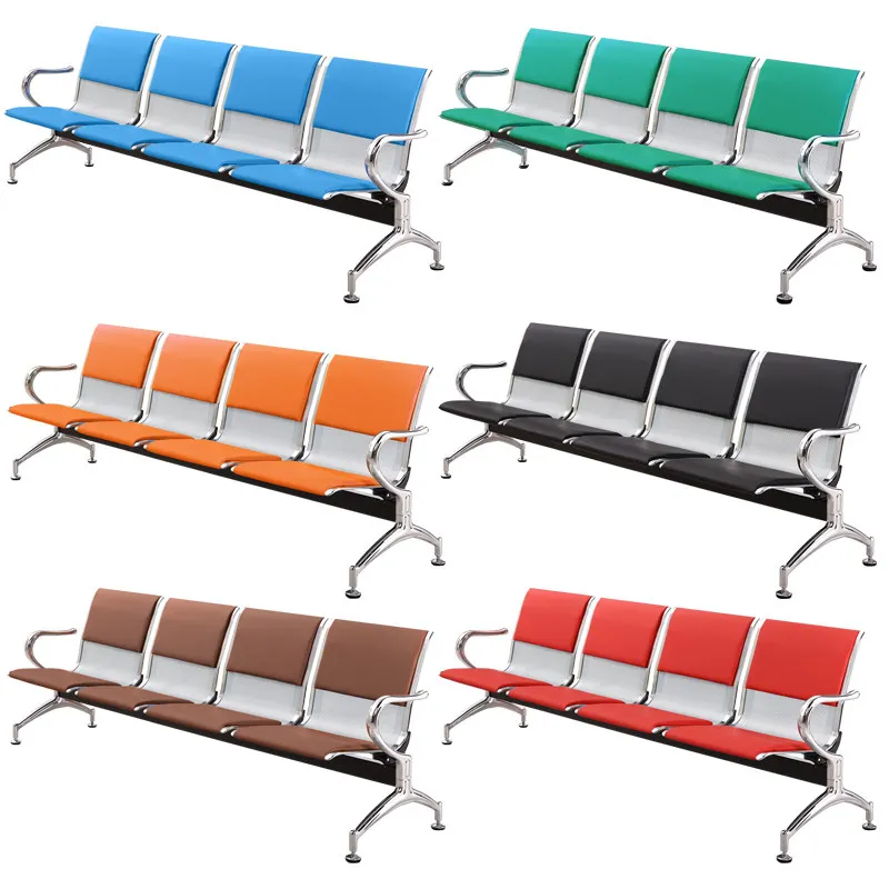 4-Seater Stainless Steel Continuous Row Chair | Airport Mall School Hospital Bench-Eco-Friendly Durable Public Waiting Infusion
