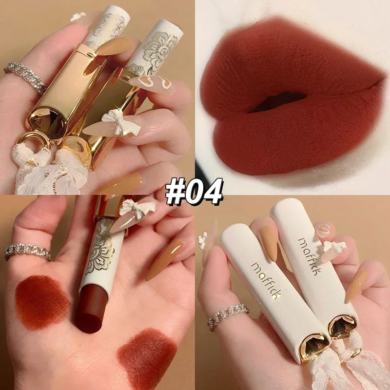6 色レース口紅防水マットレンガレッド口紅ノンスティックカップ持続ベルベットリップクリーム高着色唇化粧品