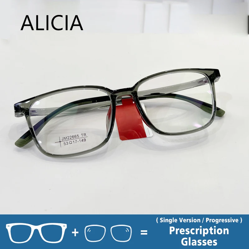 

ALICIA New Fashion Square Full Frame Myopia Astigmatism progressive Hyperopia Optical Prescription Ultra light Man TR90 Eyewear