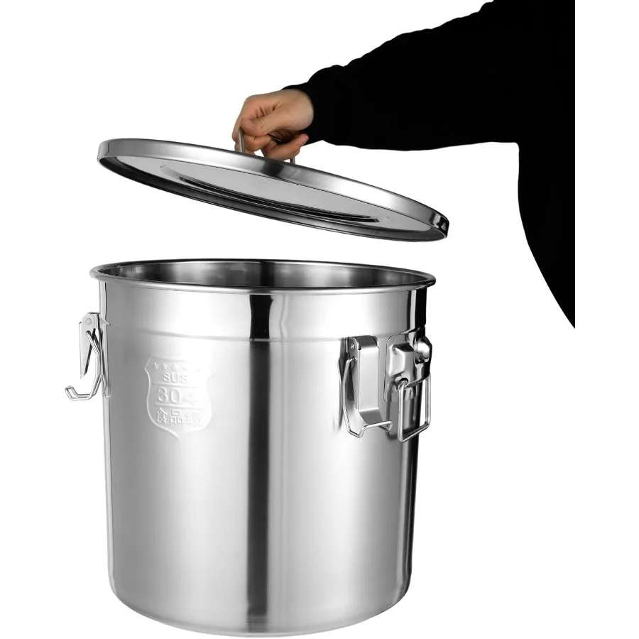 Recipiente hermético de acero inoxidable 304 para cocina, recipiente para granos de cereales y arroz, cubo de almacenamiento de aceite de arroz para cocina de Metal f