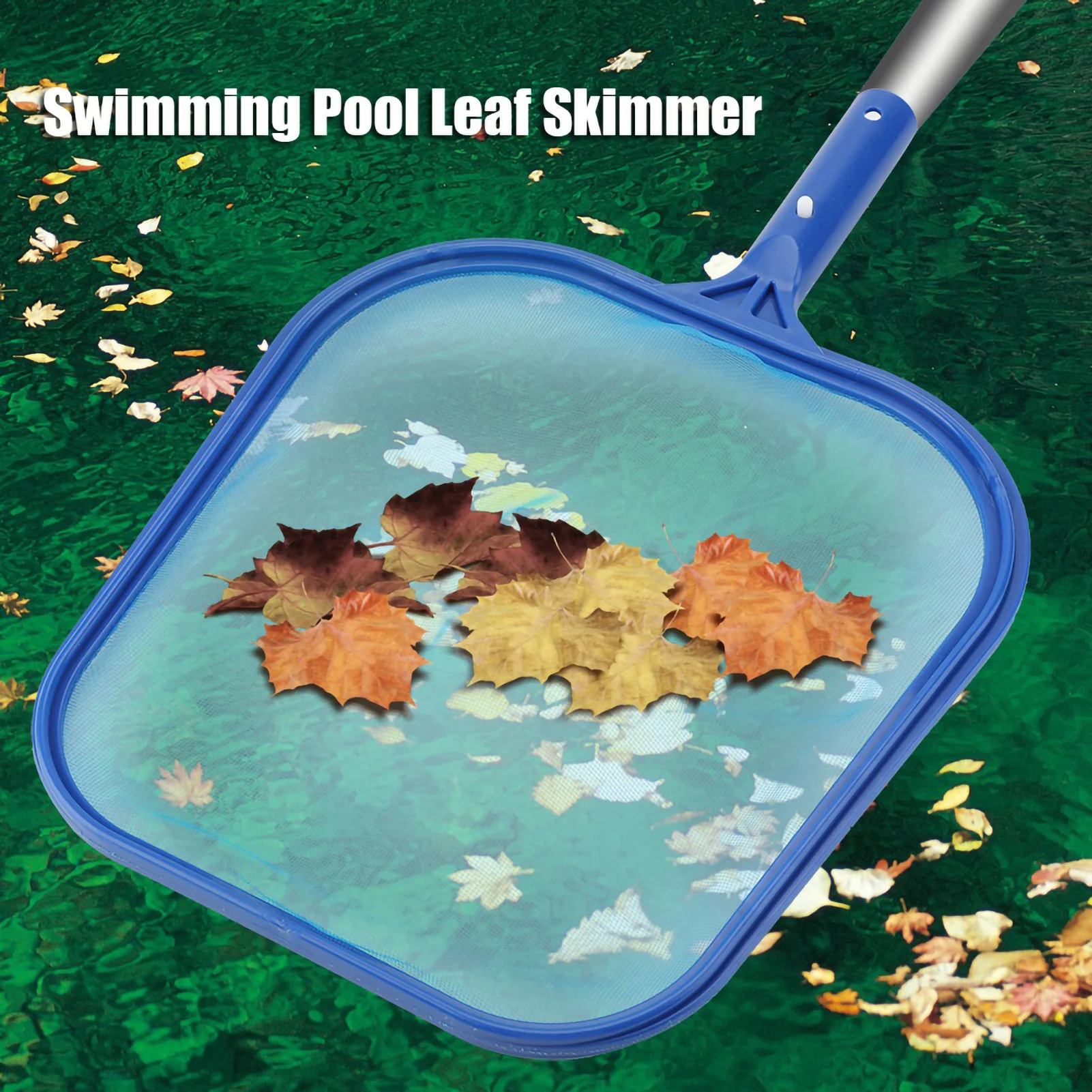 Lightweight Pool Leaf Skimmer Net Mesh Frame Shallow Water Cleaning Tool for Swimming Pool Pond Spa Tub with Universal Pole Fit