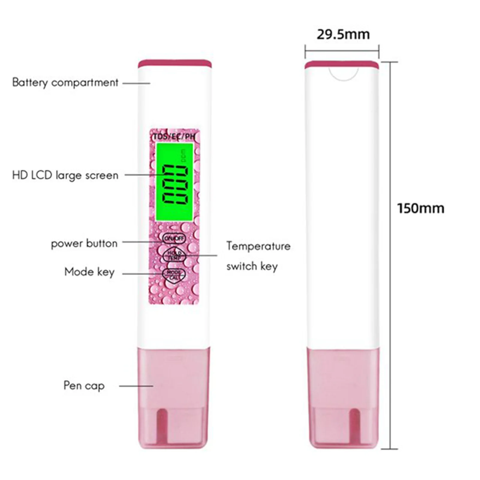 Penna digitale LCD PH TDS e EC Meter di strumento di monitoraggio del misuratore di acidità ad alta precisione apparecchiatura di prova della qualità dell'acqua