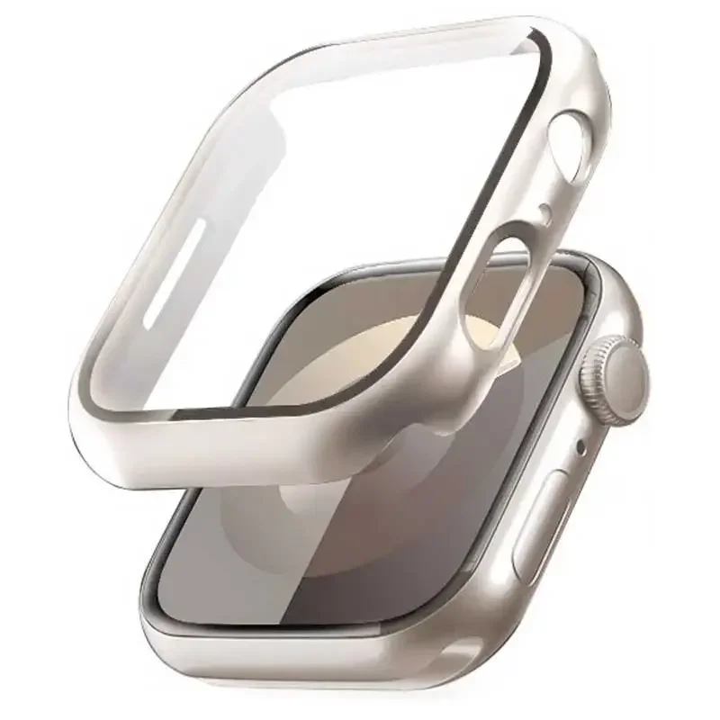 Vidrio templado + cubierta para Apple Watch 45mm 41mm 44mm-40mm-42mm accesorios protectores de pantalla Apple watch Case serie 9 4 5 6 SE 7 8