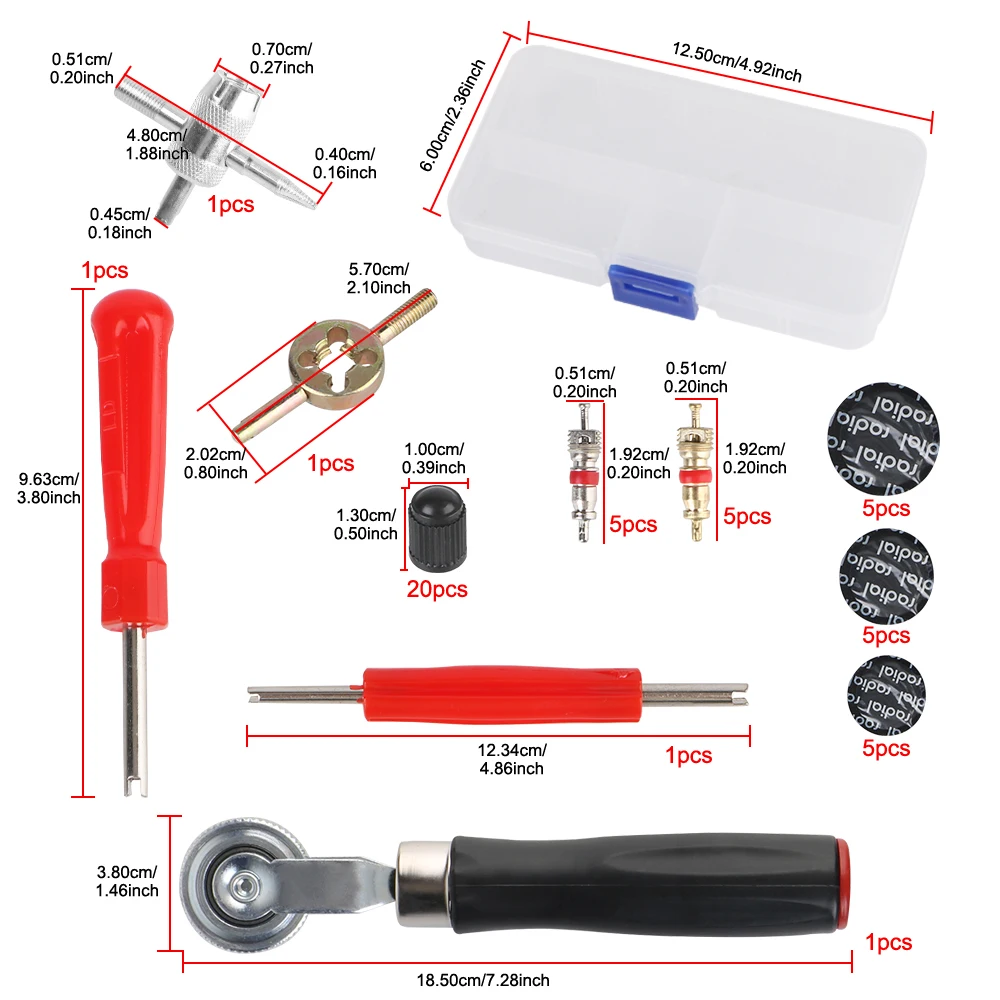 ​70pcs Studding Tool Set Car Tire Repair Tools Press Wheel Rod Tire Valve Stem Core Remover Tire Screwdriver Patch Nails Films