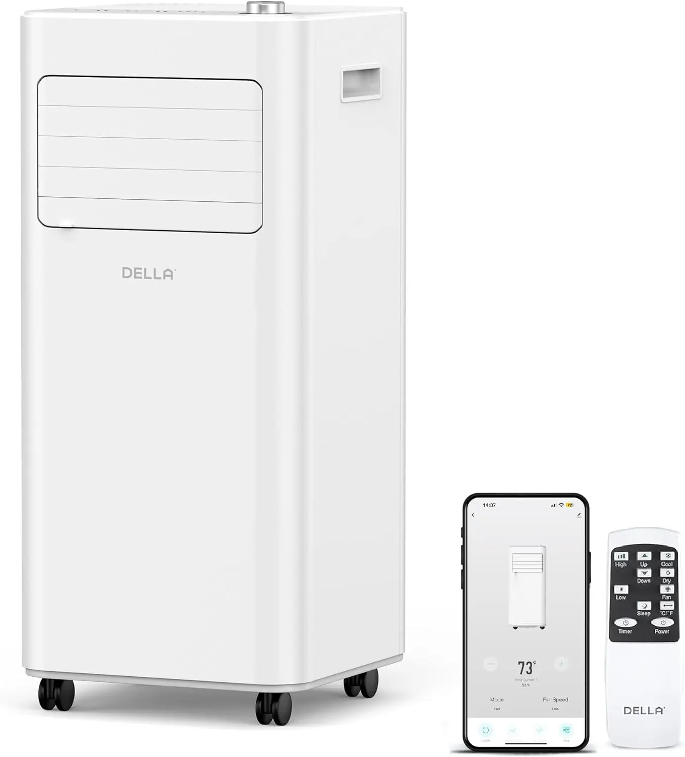 Portable Air Conditioner with Heat Pump, WiFi Enabled, Geo Fencing, Dehumidifier & Fan with Remote Control & Window Kit