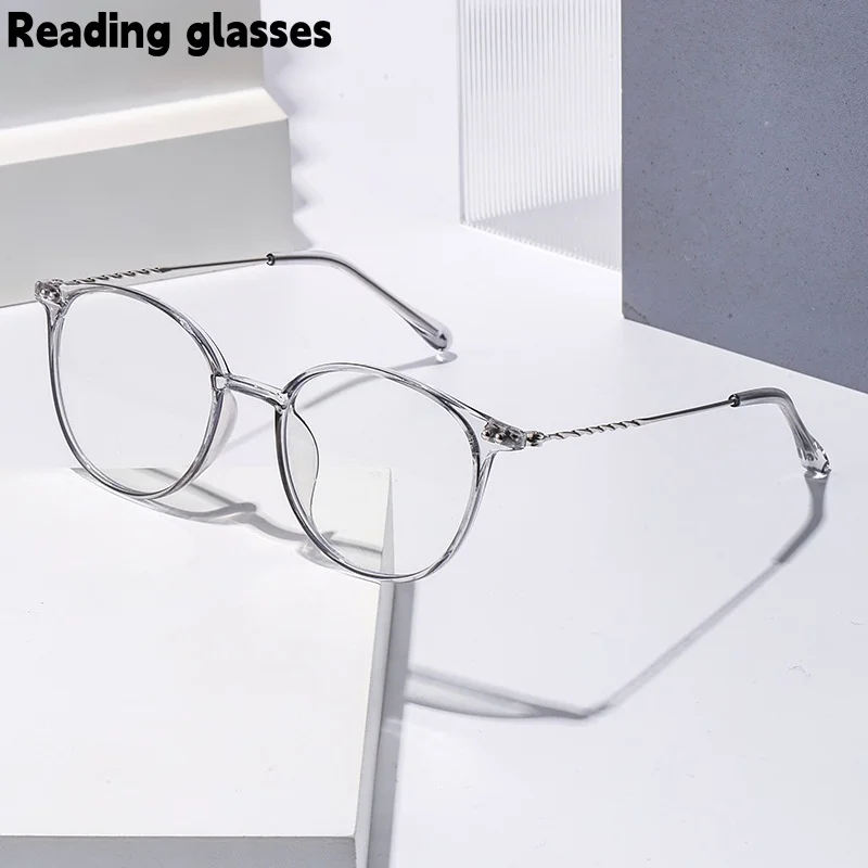 Korean Style Round Frame Fashionable Decorative Glasses for Women, Young Style Anti-Blue Light Reading Glasses