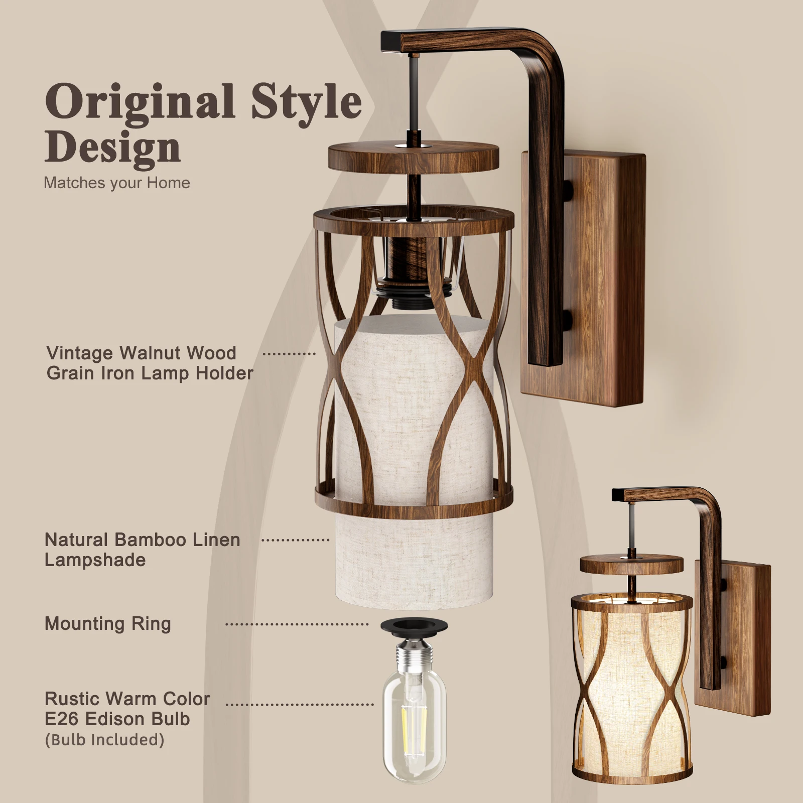 LED Reading Sconce Lamp Wall Mounted Vintage Industrial Wall Light Dimmable Wall Sconce Bedroom LED Lamp (Bulb Included)