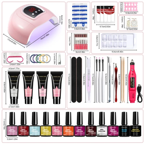 Imagen 2 del producto Limegirl-Kit de esmalte de uñas semipermanente, 8ml, con lámpara UV USB, Base de remojo y capa superior, barniz, juego de manicura para salones de uñas