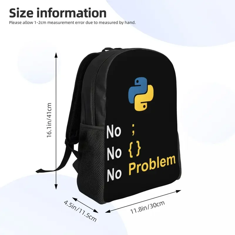 Funny Python Programmer Developer Backpack Women Men Basic Bookbag for College School Programming Language Coder Bags