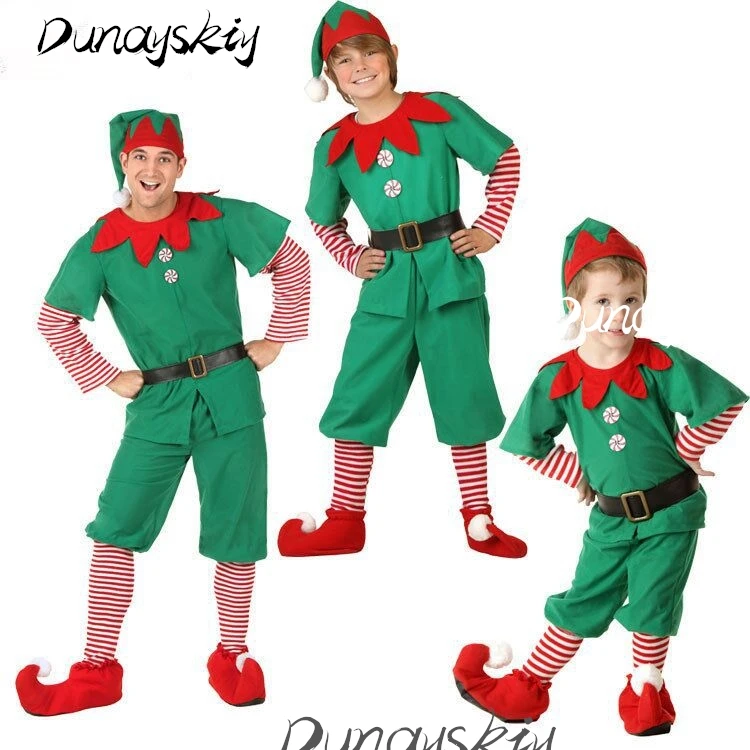 Véspera de natal papai noel elf árvore chapéu sapato cosplay traje conjunto inverno noite vibrações vestir-se festa costumizado crianças adulto
