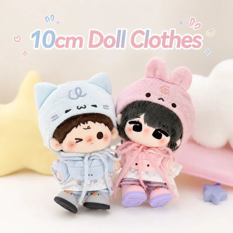 10cm Cotton Doll Clothes Little Cat Little Rabbit Series Cute Animal Ear Hat Polka Dot Pattern No Attribute Clothing
