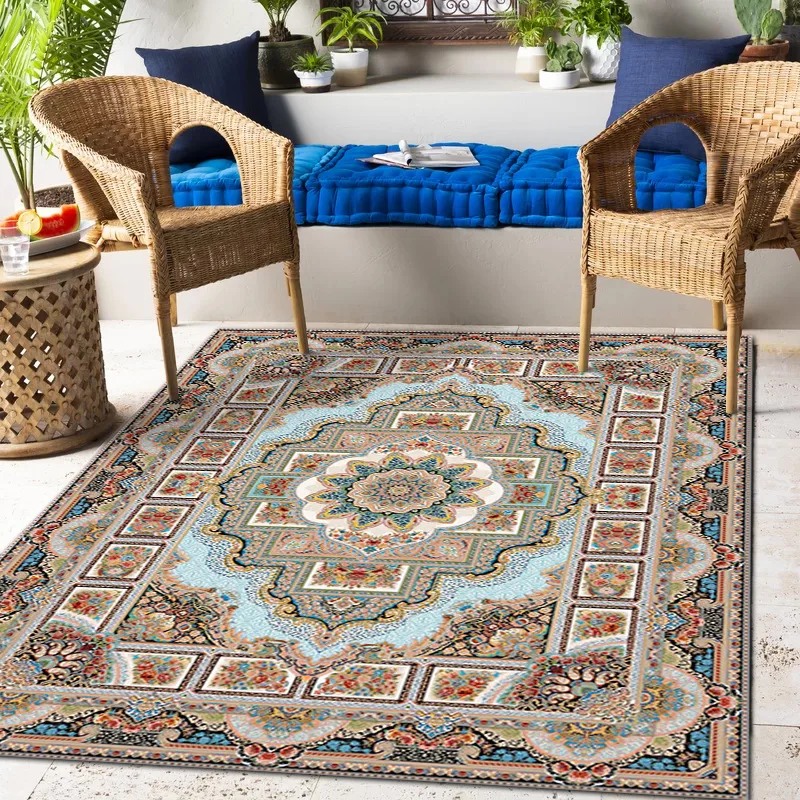 Ethnic Print Living Room Carpet Home Bedroom Is Full of Bohemian Carpet Coffee Table Sofa Blanket Rugs Living Room Kitchen Mat