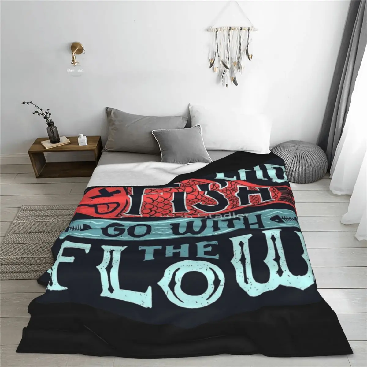 Only Dead Fish Go With The Flow Four Seasons Universal Blanket Travel Can Be Laid Mother's Day Gift