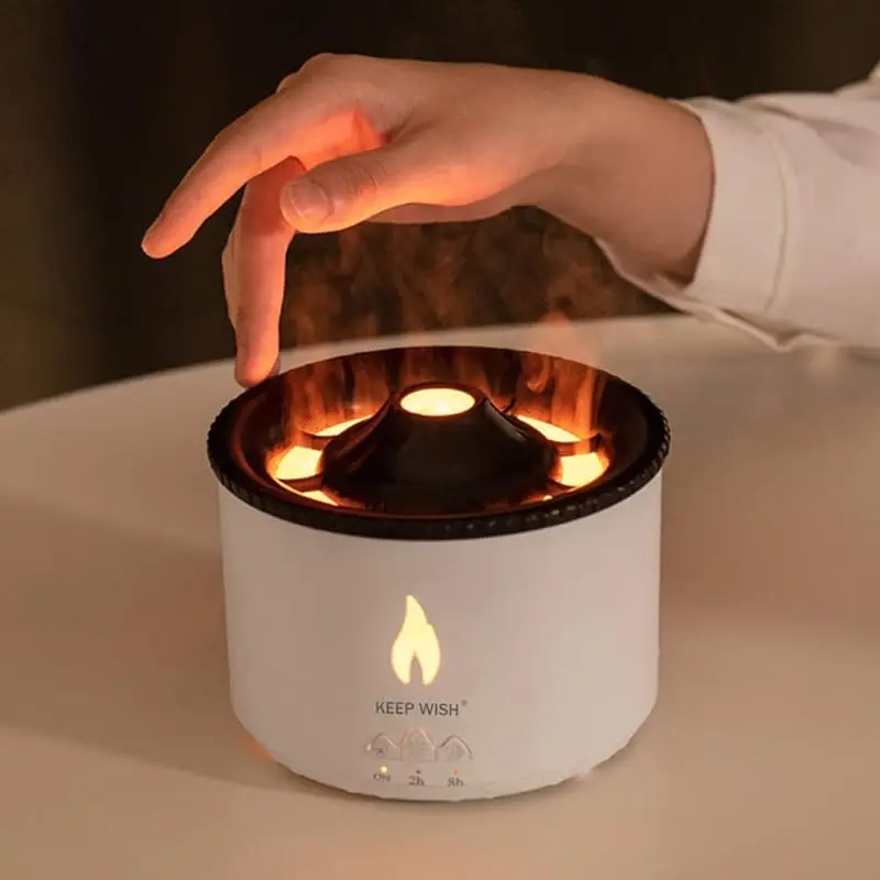 Flame Aroma Diffuser for Home Ultrasonic Humidifier 2 Colors Home Fragrance Humidifier for Bedroom Essential Oil Difusor