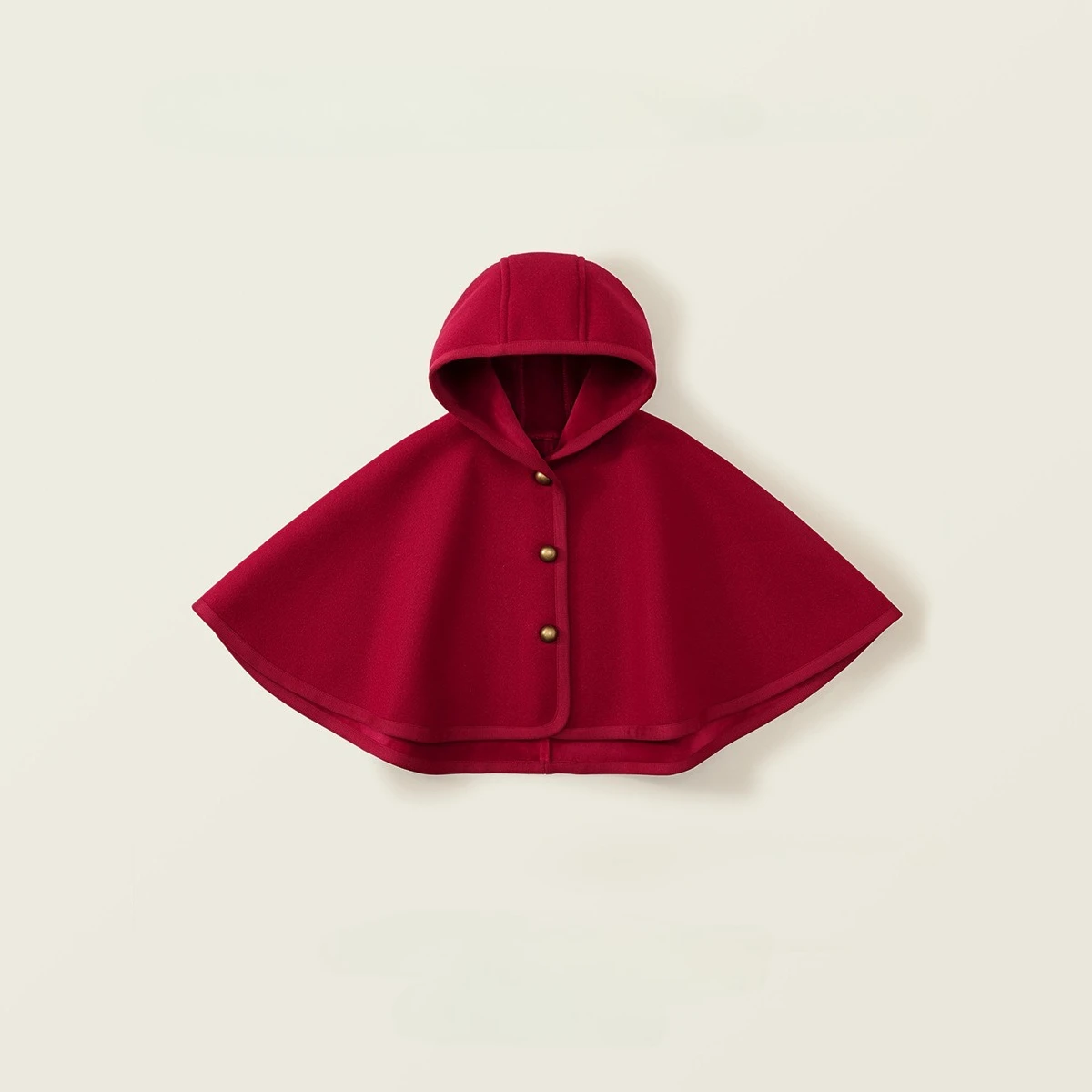 2026 Baby Girl's Woolen Thick Red Shawl Cape Autumn and Winter New Style Baby Personality Hooded Jacket