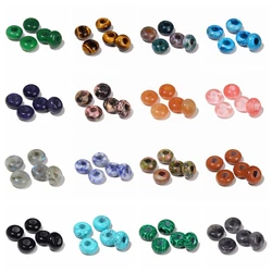 14mm 10Pcs/Lot Natural Stone Big Hole Beads Pendants Labradorite Turquoises Agates Pendant for Jewelry Making DIY Accessories
