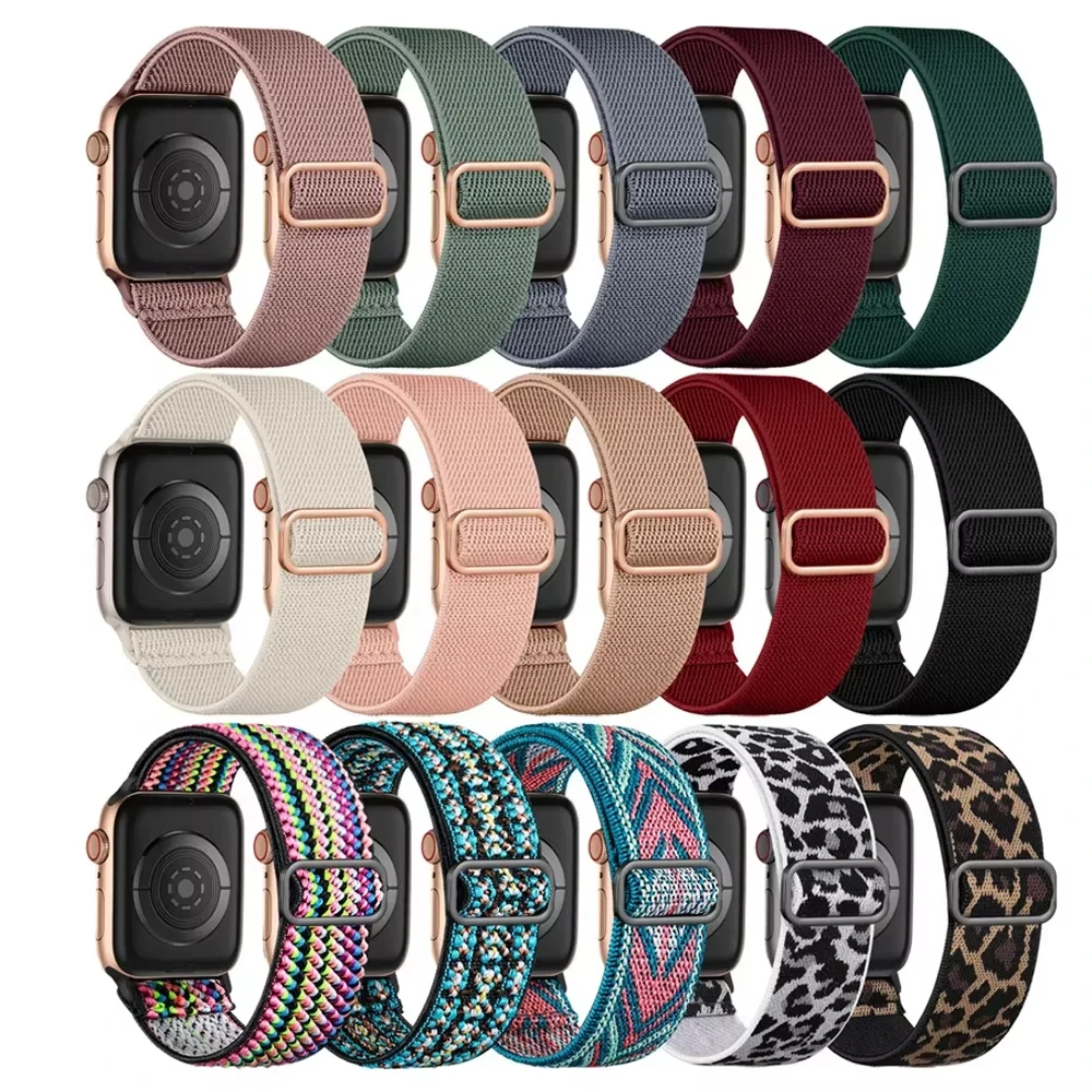 애플워치 울트라 2 49mm 41/45mm 46mm 44mm용 보헤미안 나일론 스트랩, 탄성 있는 광택 있는 팔찌, 아이워치 시리즈 10/9/8/7 6 5 4 SE 밴드