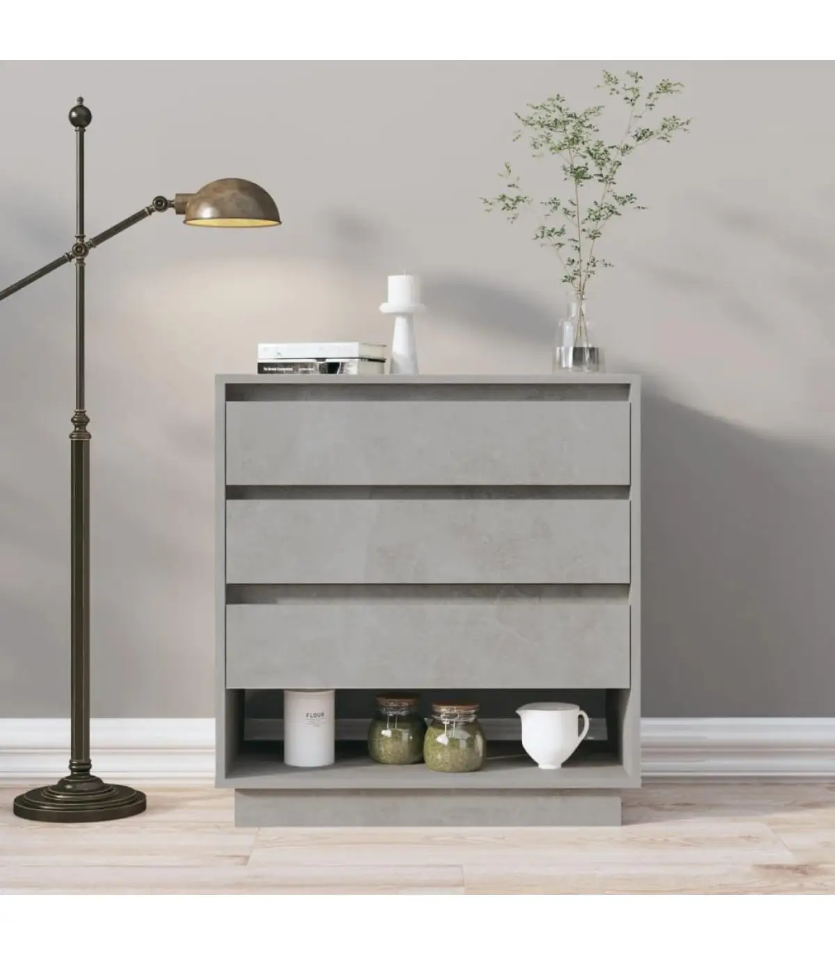 70x41x75 cm concrete gray chipboard sideboard